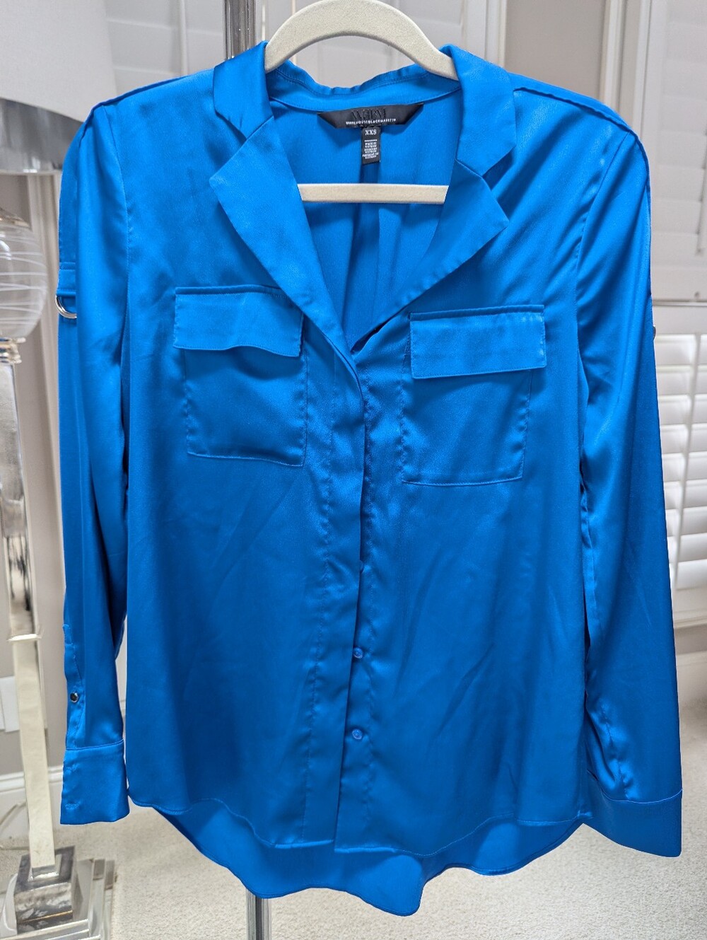 White House Black Market Vibrant Blue Button-Front Blouse